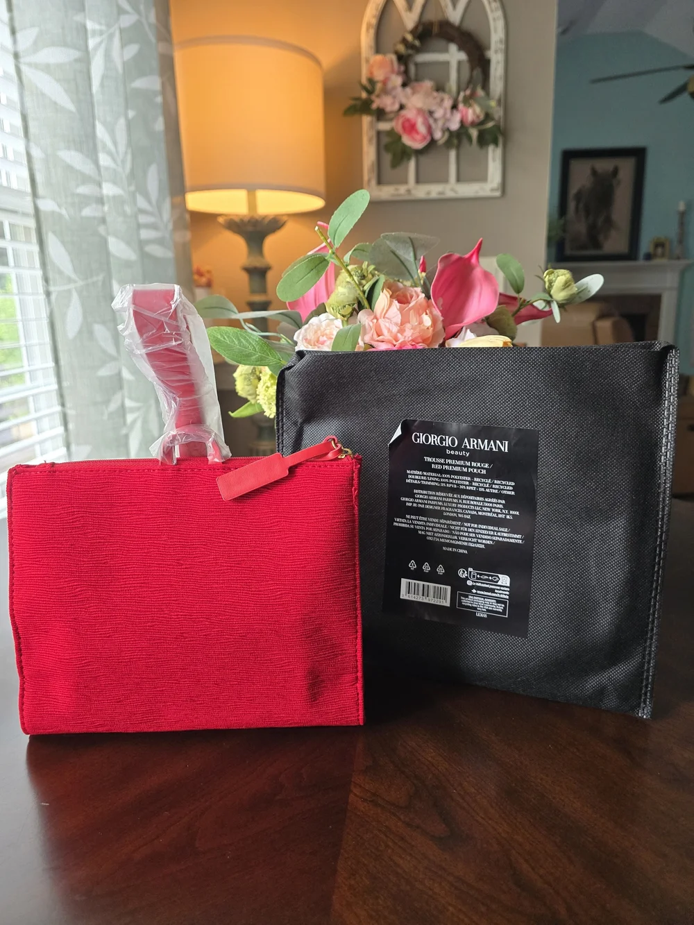 Giorgio Armani Red Premium Pouch - Cosmetic Bag - Clutch NWT